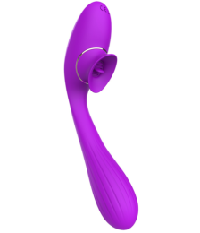 Stimulateur Clitoridien avec langue & Vibromasseur Point G 2-en-1 DISA Violet Cœur Ardent - WS-NV025